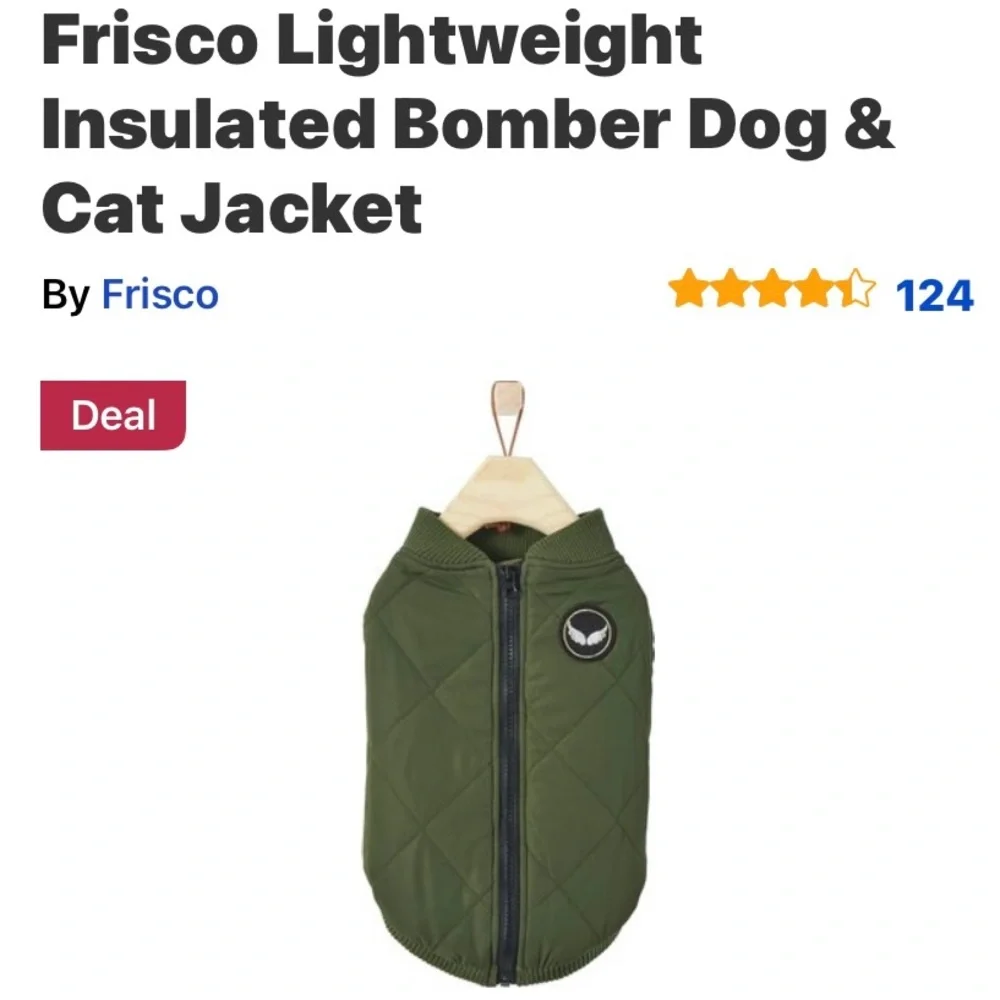 Lightweight bomber‎ dog coat, large